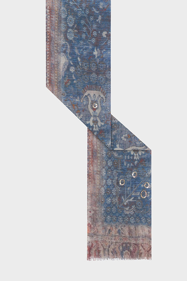 RACHELIA SEQUINED WOOL AND SILK INDIAN SCARF