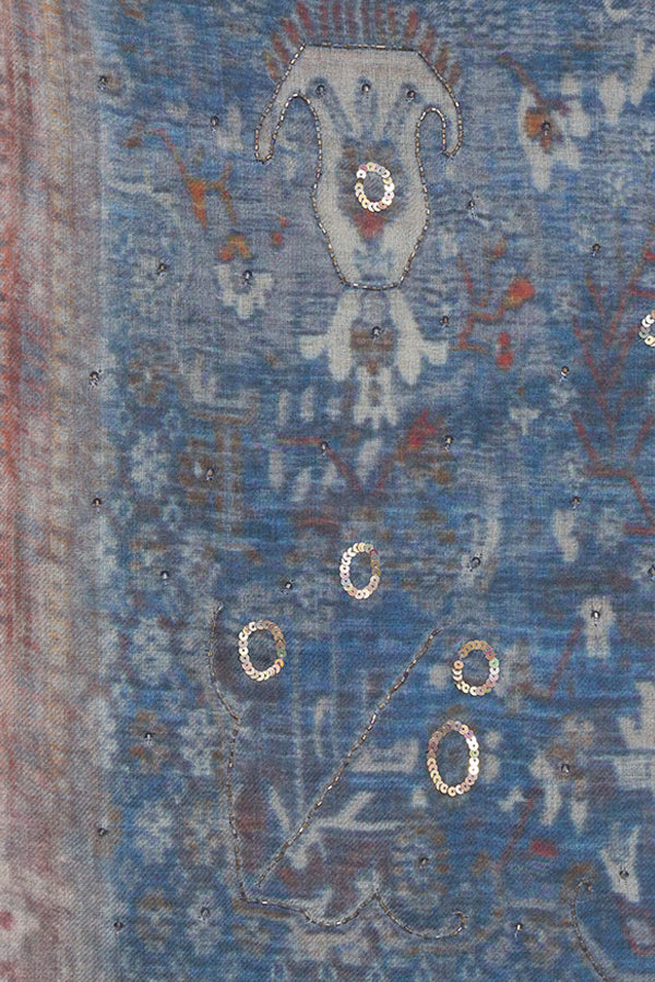 RACHELIA SEQUINED WOOL AND SILK INDIAN SCARF