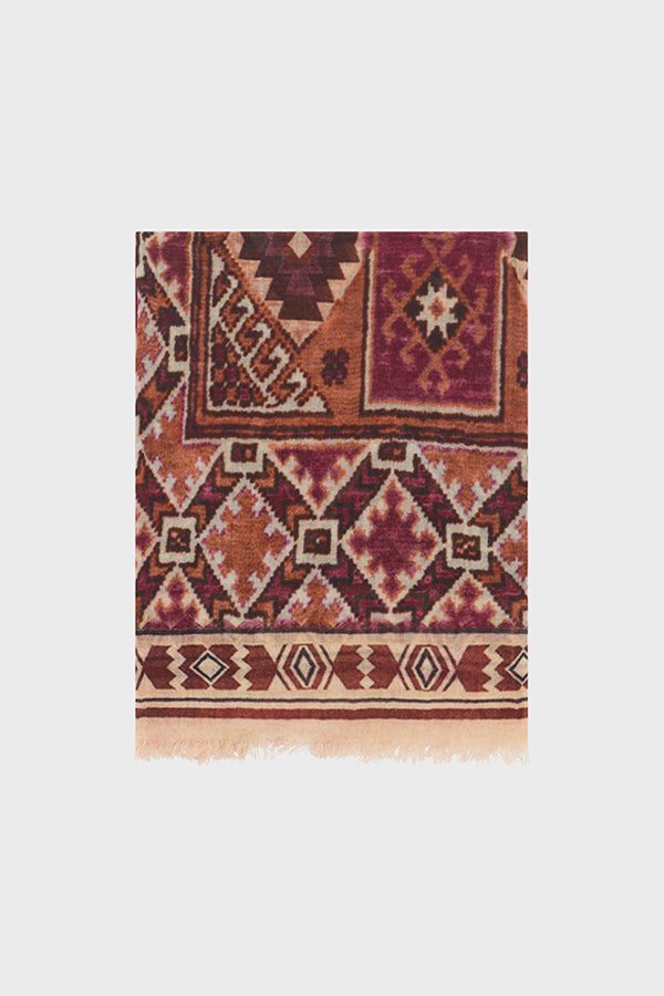 RAISSA BURGUNDY INCA PRINT WOOL SCARF