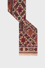 RAISSA BURGUNDY INCA PRINT WOOL SCARF