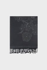 ROSETTA LARGE FLOWER PRINT SEQUINED WOOL SCARF