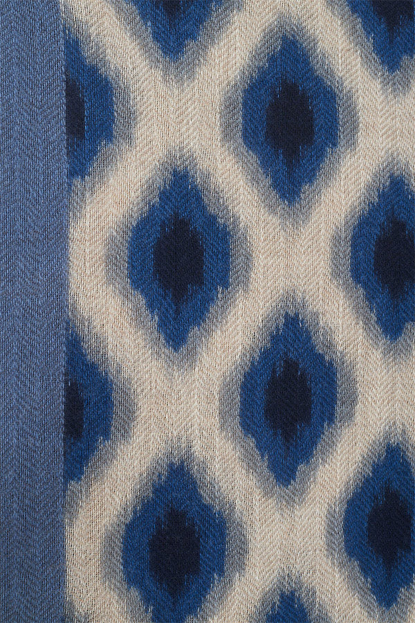 RAQUEL GREY BLUE WOOL AND CASHMERE LOZENGE SCARF