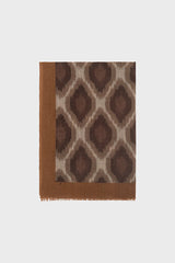 RAQUEL BROWN WOOL AND CASHMERE LOZENGE SCARF