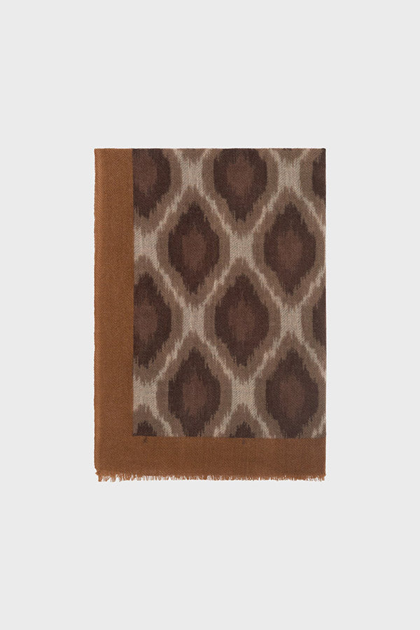 RAQUEL BROWN WOOL AND CASHMERE LOZENGE SCARF
