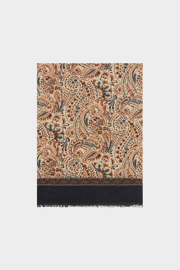 RAPHAELA INDIAN PATTERN WOOL SCARF