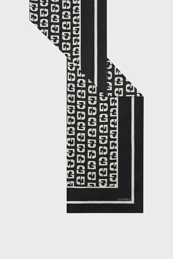 RIA SILK MONOGRAMMED SQUARE SCARF