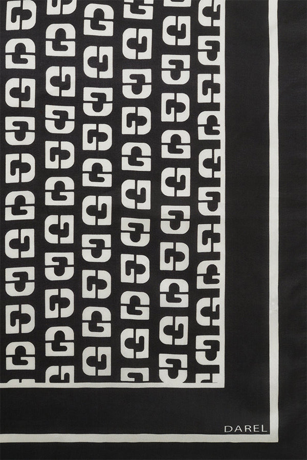 RIA SILK MONOGRAMMED SQUARE SCARF