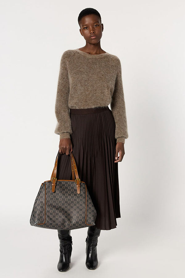 BAHIRA CINNAMON PLAIN PLEATED SKIRT