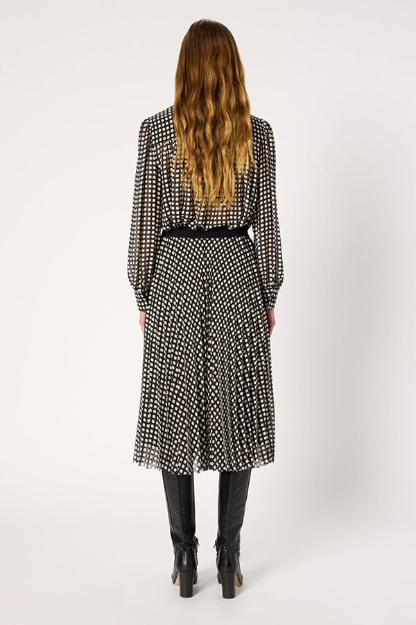 BETH GRAPHIC POLKA DOT PRINT MIDI SKIRT