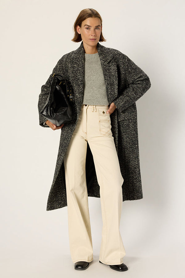 MOLY DOUBLE BREASTED HERRINGBONE LONG COAT