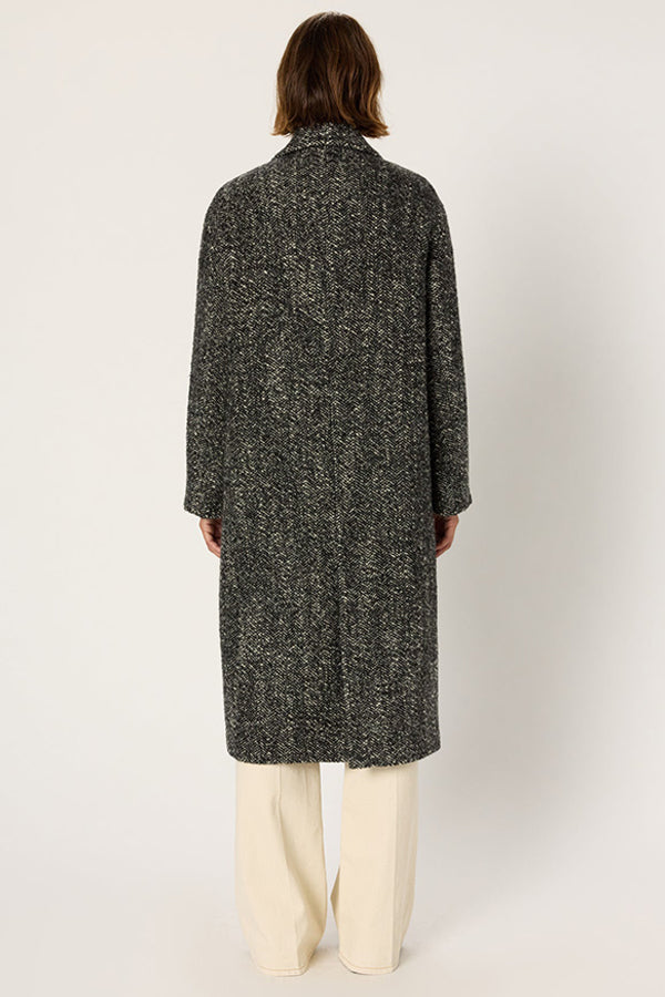 MOLY DOUBLE BREASTED HERRINGBONE LONG COAT