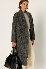 MOLY DOUBLE BREASTED HERRINGBONE LONG COAT