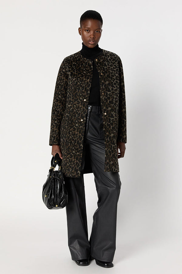 MATILDA REVERSIBLE PLAIN LEOPARD COAT