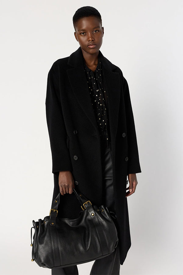 MAGALI DOUBLE BREASTED WOOL ANGORA COAT