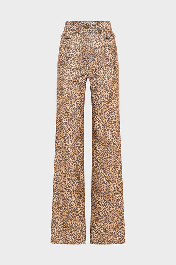 ANNA FLARED NEEDLECORD LEOPARD TROUSERS