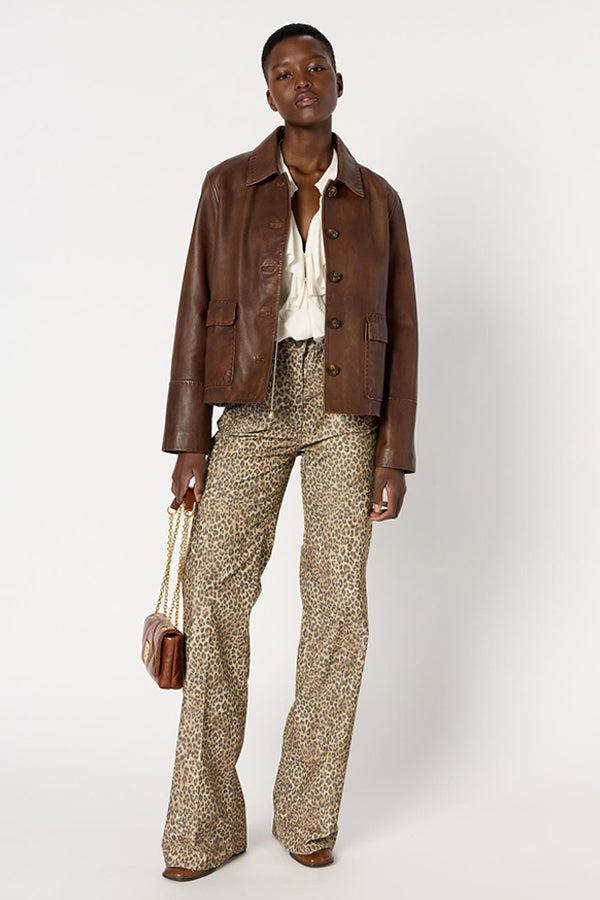 ANNA FLARED NEEDLECORD LEOPARD TROUSERS