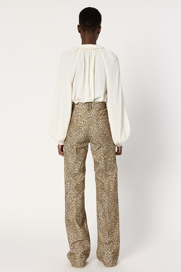 ANNA FLARED NEEDLECORD LEOPARD TROUSERS