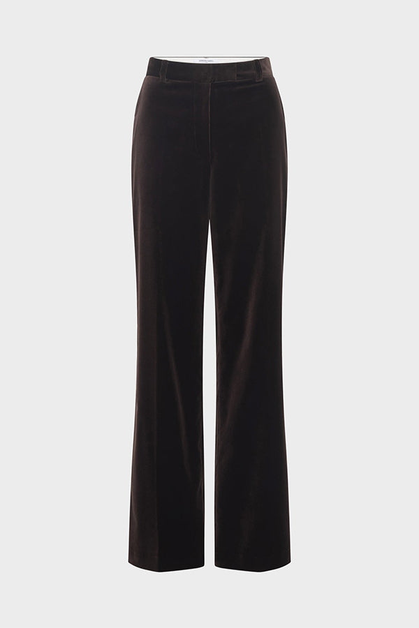 CLOTILDE CINNAMON VELVET WIDE LEG TROUSERS