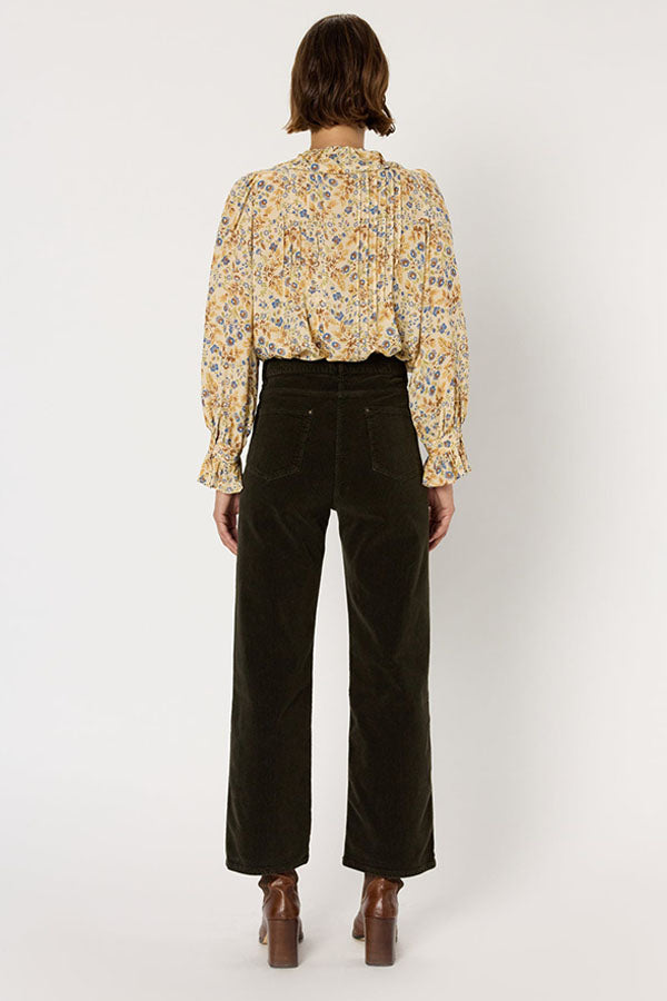 CELESTE KAKI CORDUROY STRAIGHT TROUSERS