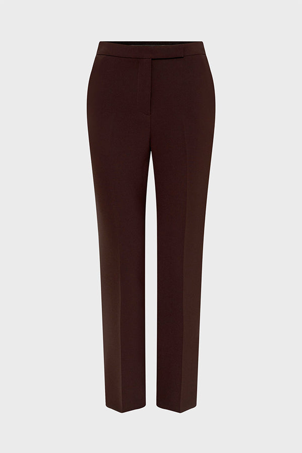 CORA BROWN ELASTICATED BACK STRAIGHT TROUSERS
