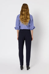 CALLIE NAVY GOLD TONE STRAIGHT TROUSERS