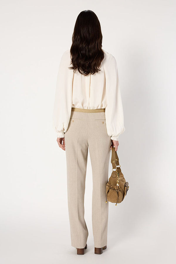 CECILE SAND ELASTICATED SUIT TROUSERS
