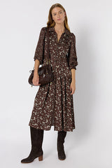 LOLITA PRINTED MAXI SHIRT DRESS