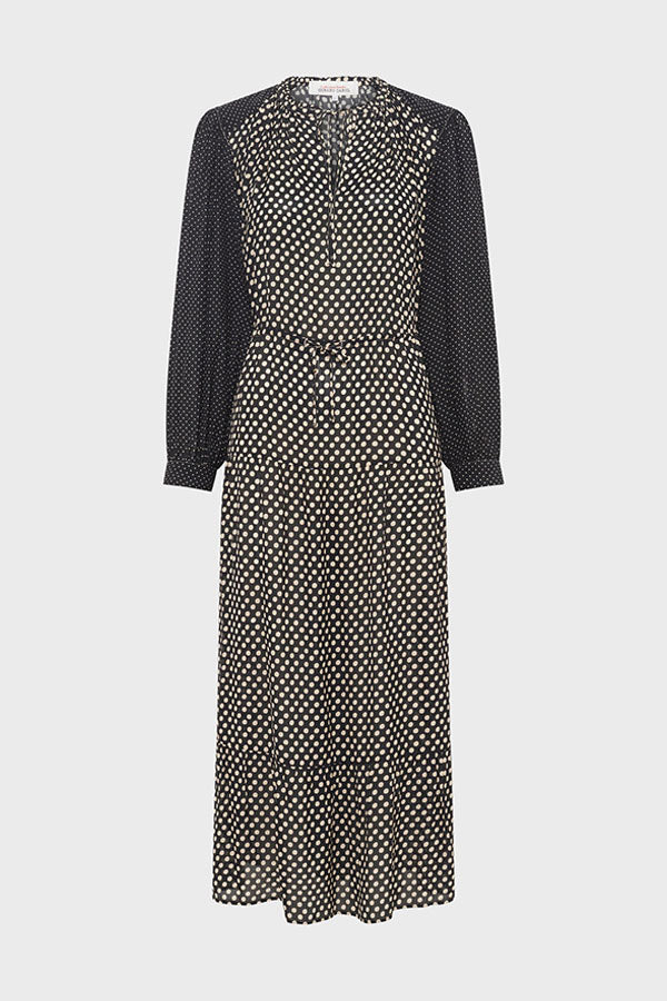 LOVA ELASTICATED POLKA DOTS MAXI DRESS