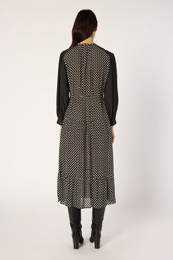 LOVA ELASTICATED POLKA DOTS MAXI DRESS