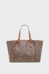 SIMPLE BAG LEOPARD MONOGRAMMED COATED CANVAS AND LEATHER SHOPPING BAG
