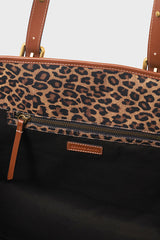 SIMPLE BAG LEOPARD MONOGRAMMED COATED CANVAS AND LEATHER SHOPPING BAG