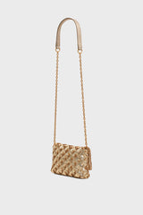 LE MINI FANNY GOLD MINI SEQUIN CROSSBODY BAG