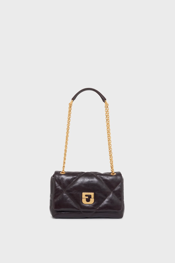 LE FANNY BLACK QUILTED CHAIN STRAP HANDBAG