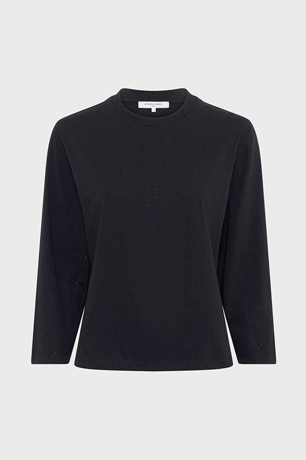 HERMINE BLACK GLITTER COTTON T-SHIRT