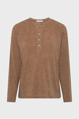 HUGUE CAMEL TUNISIAN COLLAR SLUB T-SHIRT