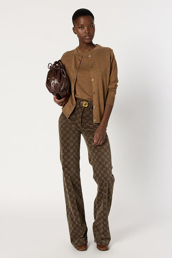 ESTELLE CAMEL FINE MERINO WOOL CARDIGAN