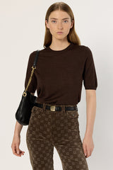 ELSA BROWN SLEEVELESS ROUND NECK FINE WOOL SWEATER