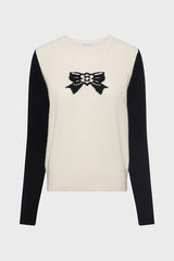 EDEN PRINTED BOW WOOL SWEATER