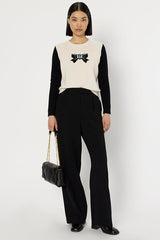 EDEN PRINTED BOW WOOL SWEATER