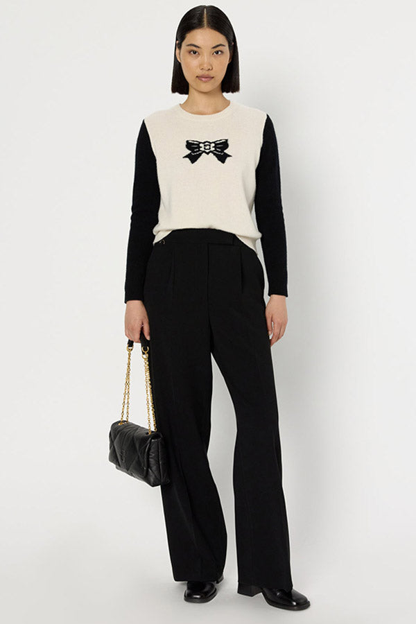 EDEN PRINTED BOW WOOL SWEATER