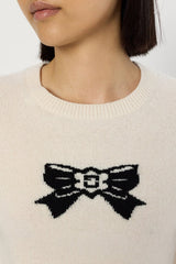 EDEN PRINTED BOW WOOL SWEATER