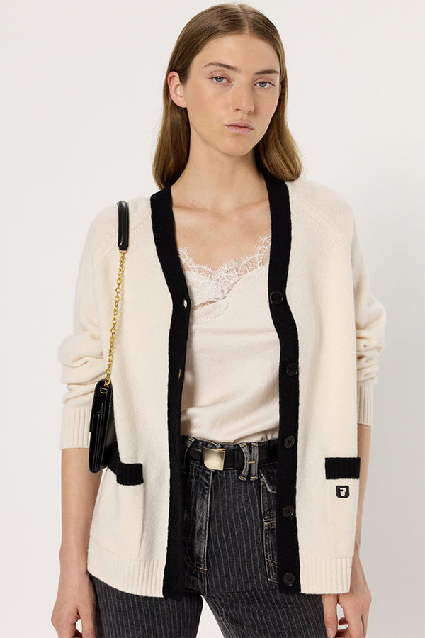 ESTER TWO-TONE WOOL CARDIGAN