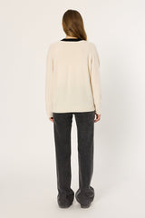 ESTER TWO-TONE WOOL CARDIGAN