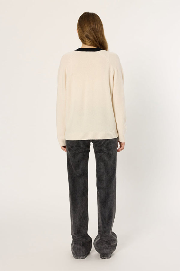 ESTER TWO-TONE WOOL CARDIGAN