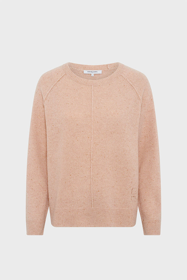 ELISA NUDE MOTTLED WOOL STRAIGHT SWEATER