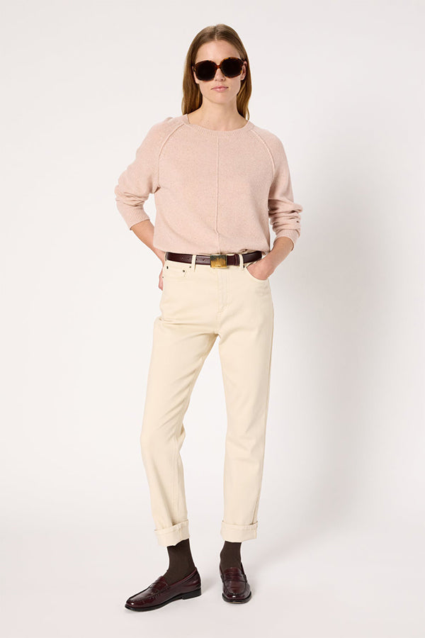 ELISA NUDE MOTTLED WOOL STRAIGHT SWEATER