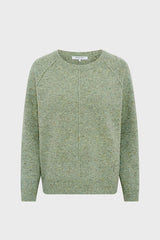 ELISA GREEN MOTTLED WOOL STRAIGHT SWEATER