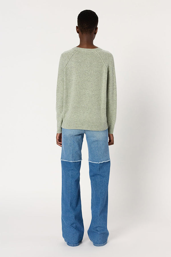 ELISA GREEN MOTTLED WOOL STRAIGHT SWEATER