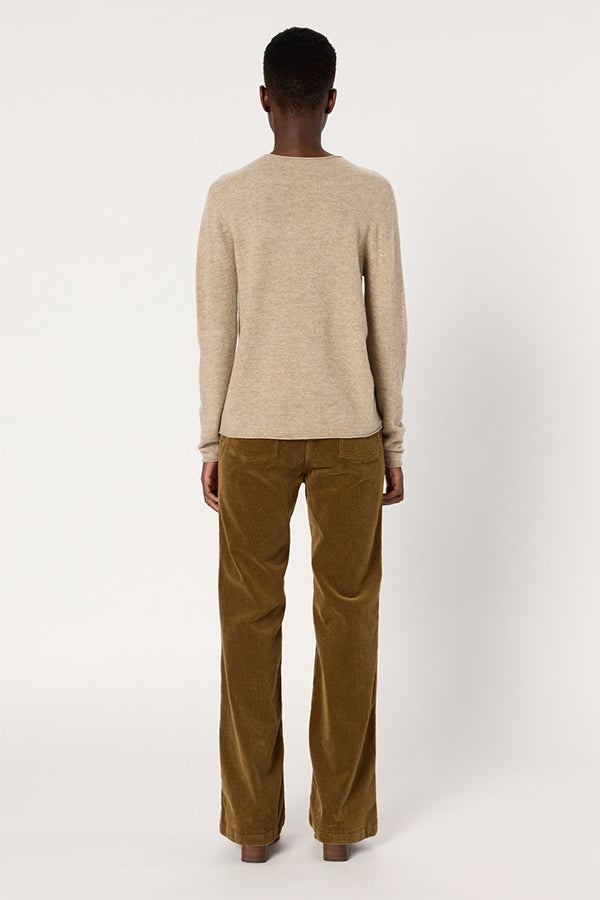 EVA PINK BEIGE ROLLED EDGE WOOL SWEATER