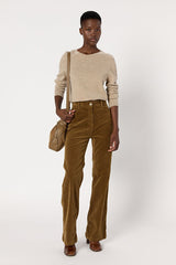 EVA PINK BEIGE ROLLED EDGE WOOL SWEATER